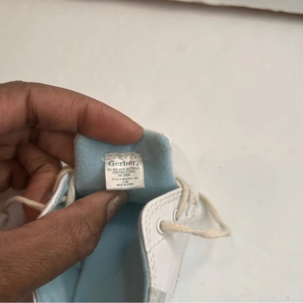 Gerber 1st Classic White Baby Shoes.Christening Crib Shoes White Size 6-9Months